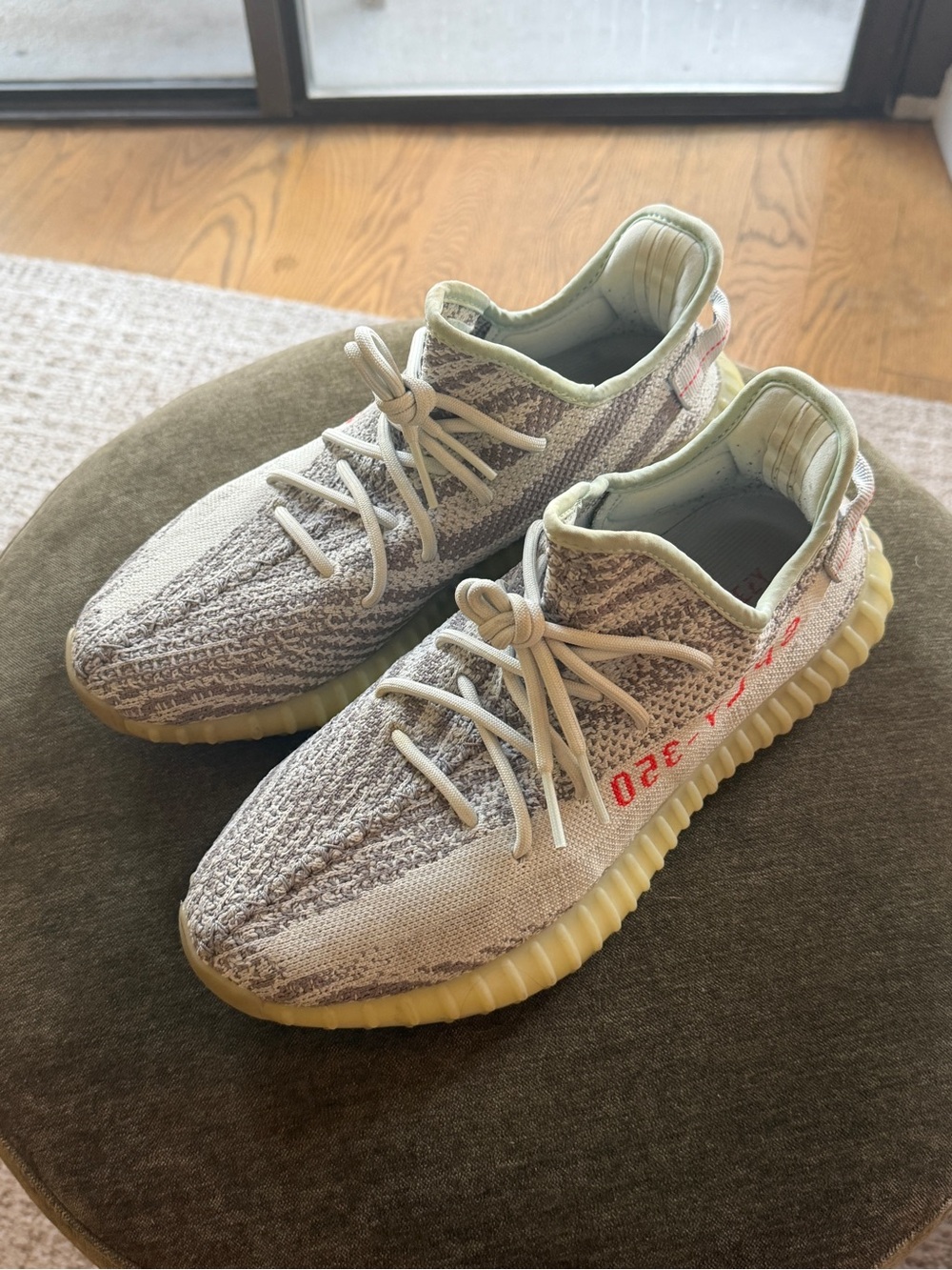 Yeezy Boost 350 V2 Zebra-Style Cream Gray with Red Stripe